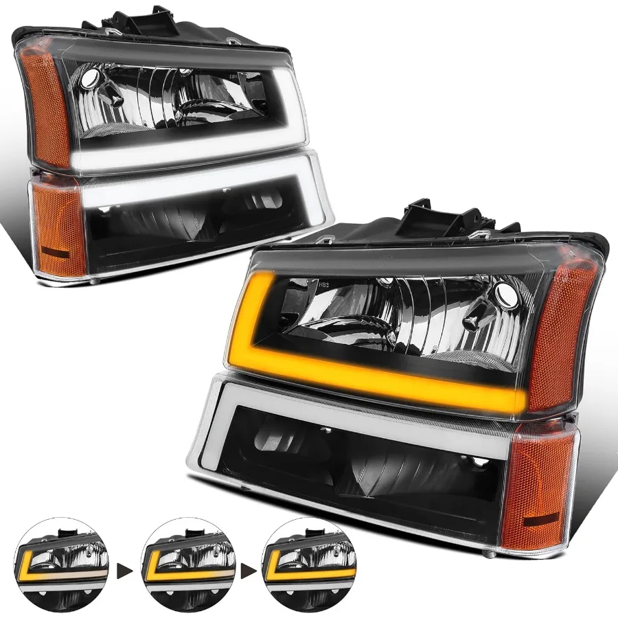 

Headlight Assembly Compatible for 20032006 Chevy Avalanche and 20032007 Silverado 1500 2500 3500 with LED DRL Front Lamp Sequen
