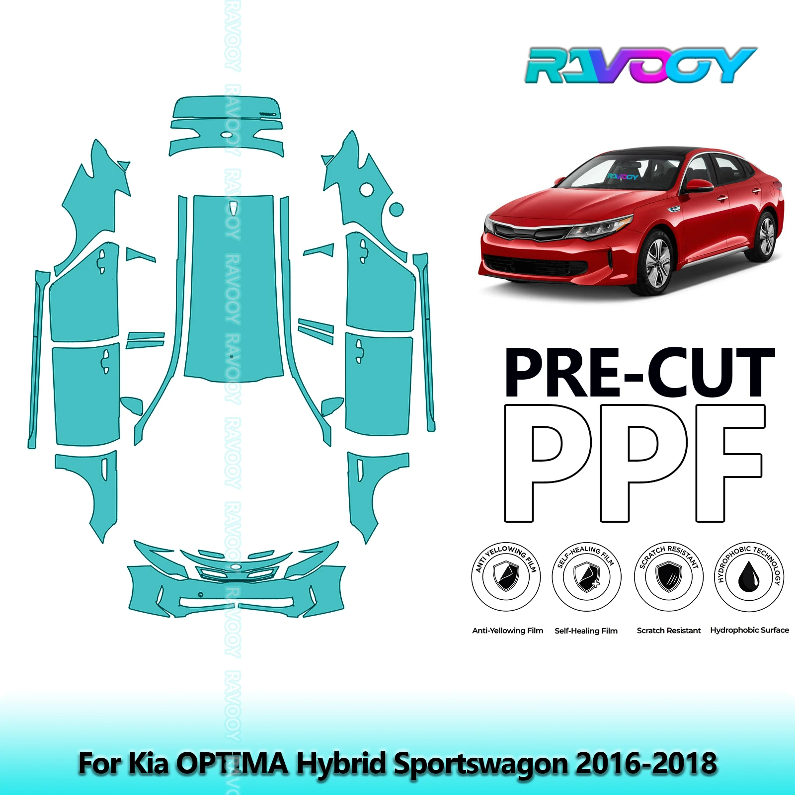 

8.5Mil Full Vehicle Precut PPF Paint Protection Film For Kia OPTIMA Hybrid Sportswagon 2016-2018
