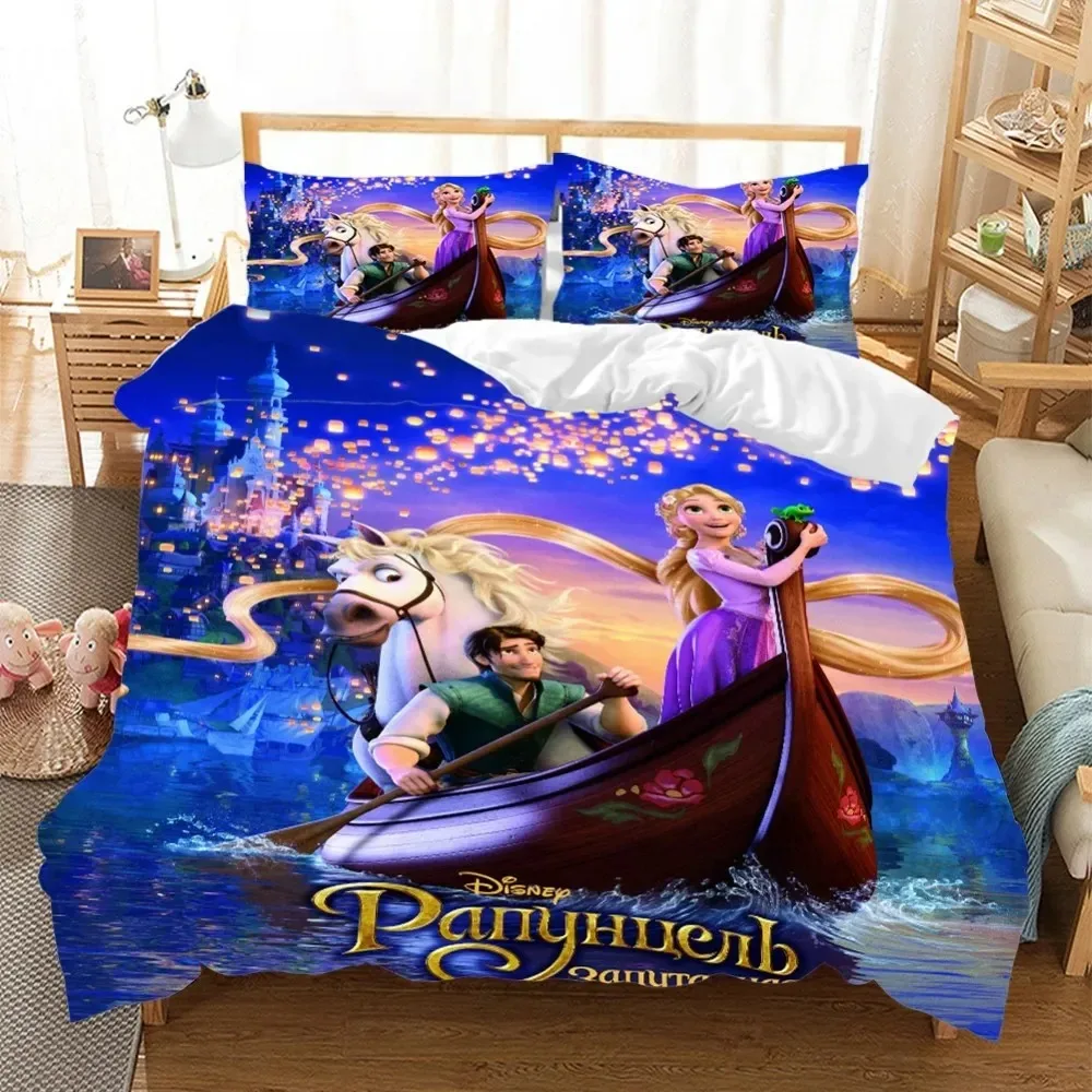 Beauty and the Beast Bedding Set,Belle/Ariel Mermaid Duvet Cover 3D Print,Snow White Quilt Cover Pillowcase king Queen Size