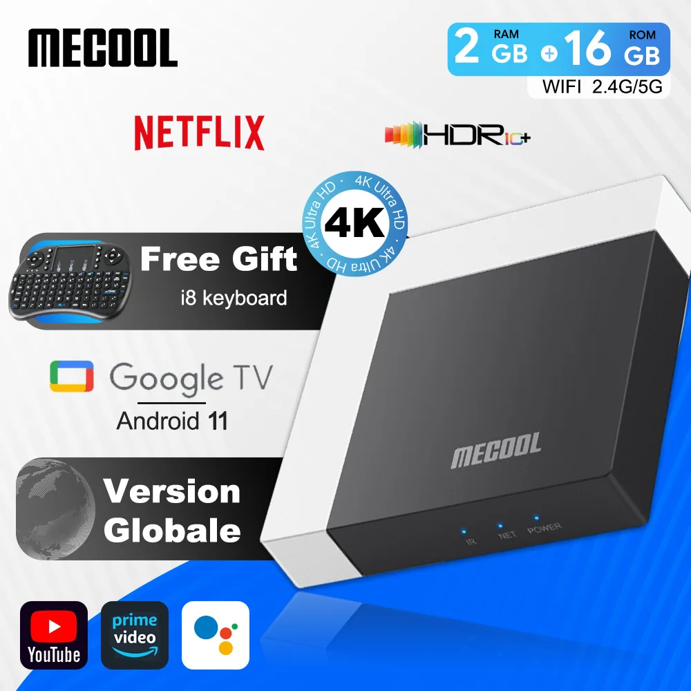 

MECOOL TV Box Android 11 KM7 Plus Google TV Amlogic S905Y4 2GB DDR4 16GB EMMC 100M LAN Internet IP TV Android 11 Smart TV Player