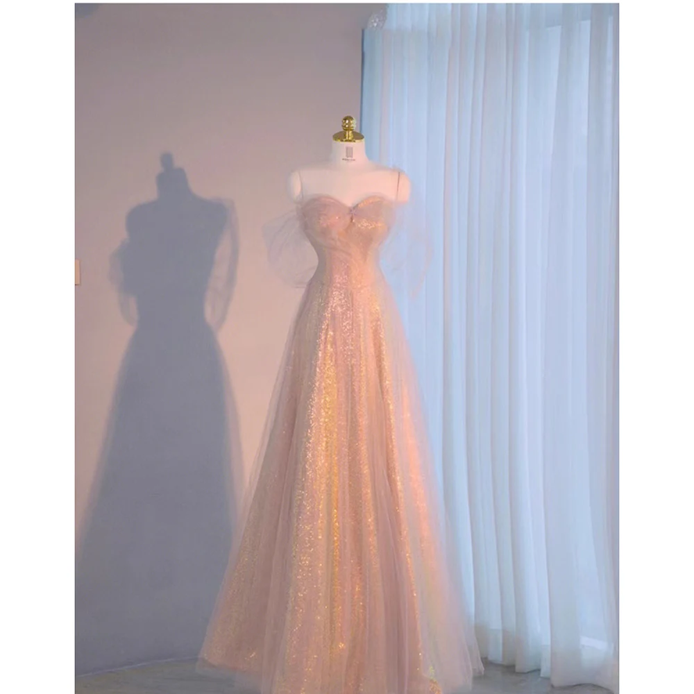 Robe de Soirée de Forme Sirène pour Femme, Tenue Luxueuse à Paillettes Perlées, en Tulle, de Haute Qualité, pour Mariage, Bal, Nouvelle Collection