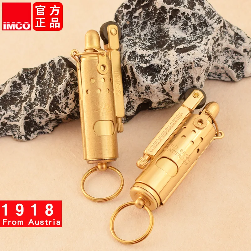 IMCO 5700 Pure Copper Trench Rod Kerosene Lighter Personalized Retro Limited Edition Outdoor Windproof Lighters Smoking Gadgets