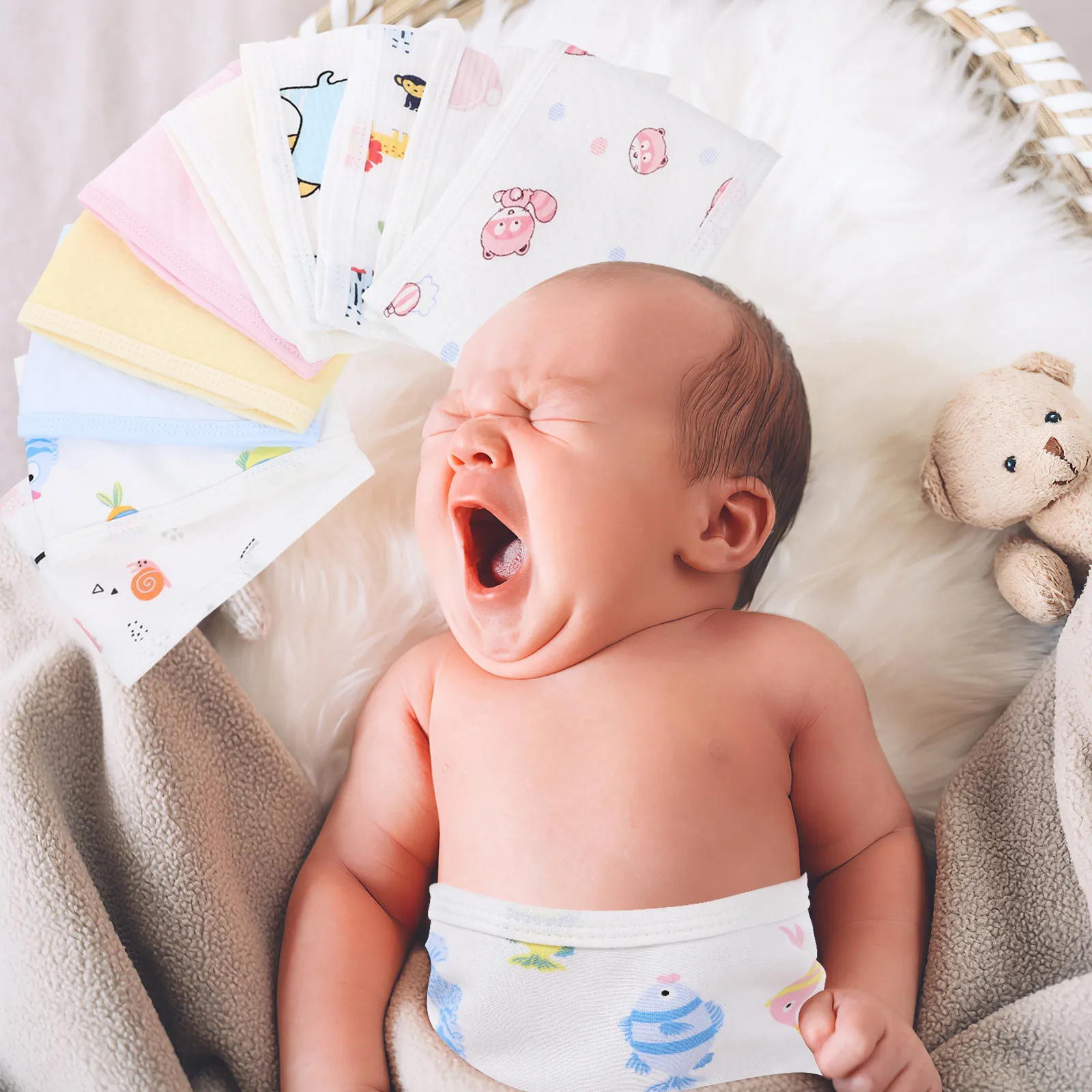 10pcs Infant Belly Bands Newborn Baby Umbilical Cord Wraps Soft Cotton Navel Belts Adjustable Size Pregnancy Care Products