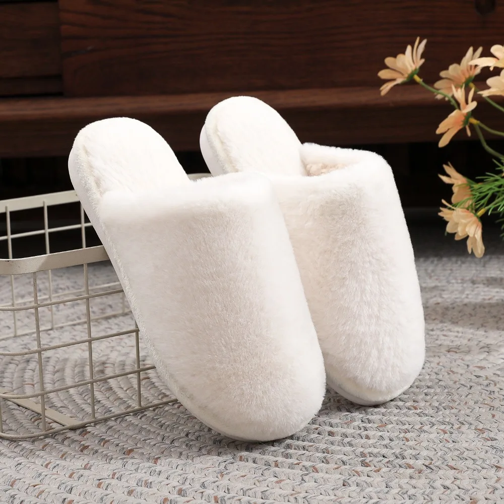 Baotou Plush Slippers Solid Color Plush Slippers Casual Home Indoor Men's and Women's Cotton Slippers Autumn and Winter