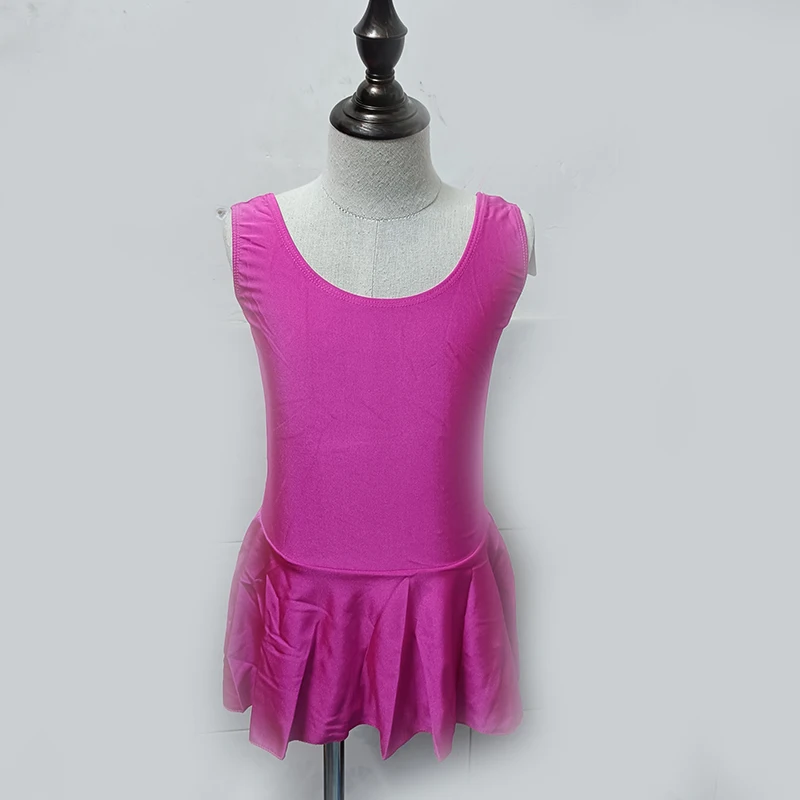 Blue Ballet Dress Gymnastics Leotards for Girls Kids Short Sleeve Ballet Dancewear Chiffon Skirts Kids  Dance Leotards