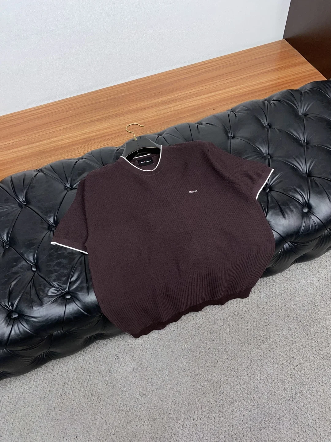Italian Kiton Gentleman's Simple Crew Neck Knitted Short Sleeve T-Shirt
