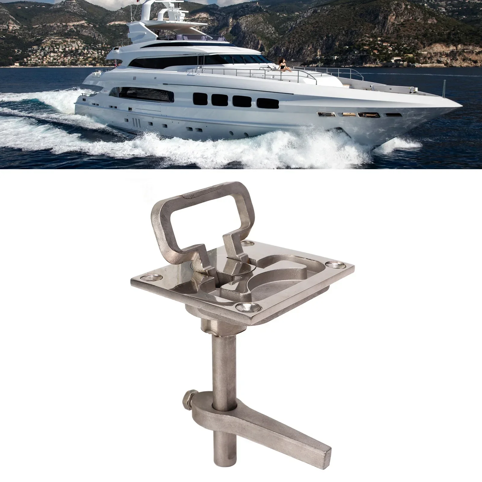 316 Stainless Steel Cam Latch Flush-Mount Hatch Latch with 67x79mm Lift Handle for Yacht & Boat