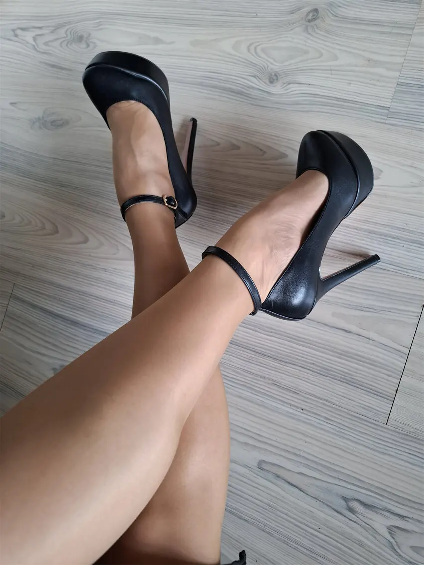 حذاء نسائي ذو كعب عالي وحزام كاحل ماركة ماري جين من Onlymaker حذاء بمشبك كبير أنيق للحفلات بكعب رفيع