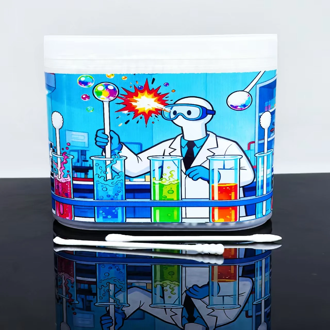 600개 실험실 테마 면봉, 양면 미세 축 면봉, 선물용 면봉.