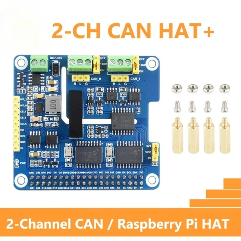 

Raspberry Pi 2-канальная изолированная шляпа расширения CAN-шины Решение с двумя чипами Встроенная многофункциональная защита