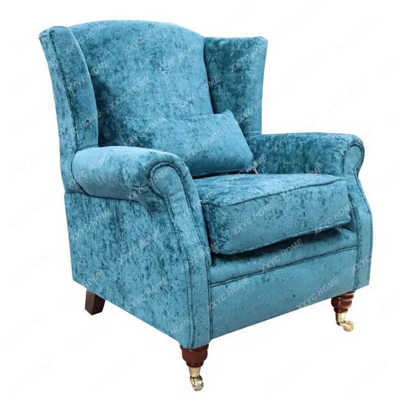 X-S single sofa chair retro light luxury high back bedroom living room chenille fabric single chair casual tiger chair HG