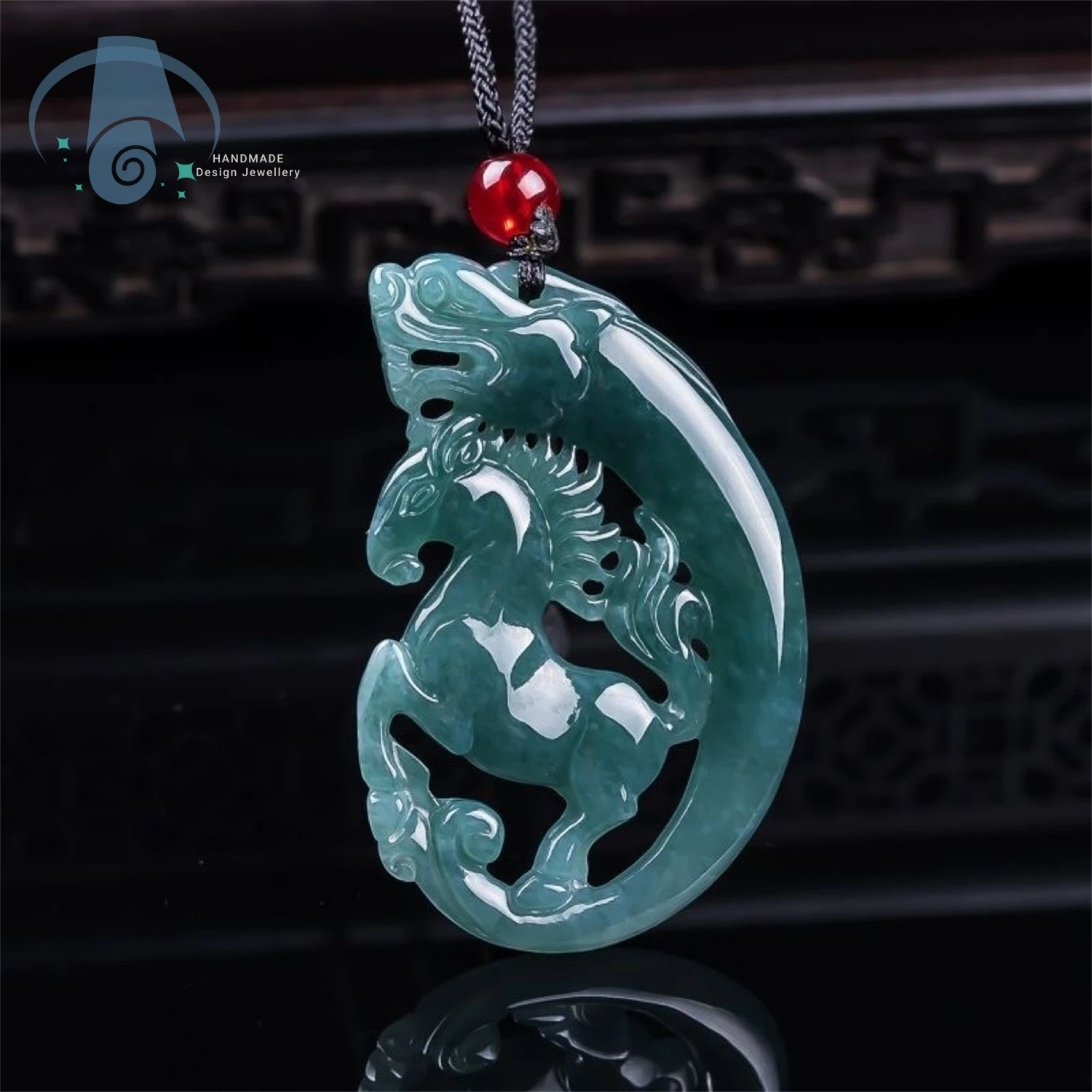 Natural Ice Type Jadeite Pendant High Translucency Smooth Glossy Green Carved Horse Shape Amulet Charm for Everyday Elegant Wear