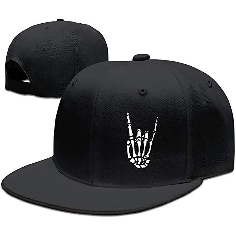 Snapback Hats for Men Baseball Cap Adjustable Flat Bill Trucker Dad Gift Skull Hat Skeleton Hand Snap Backpack Skateboard Hats