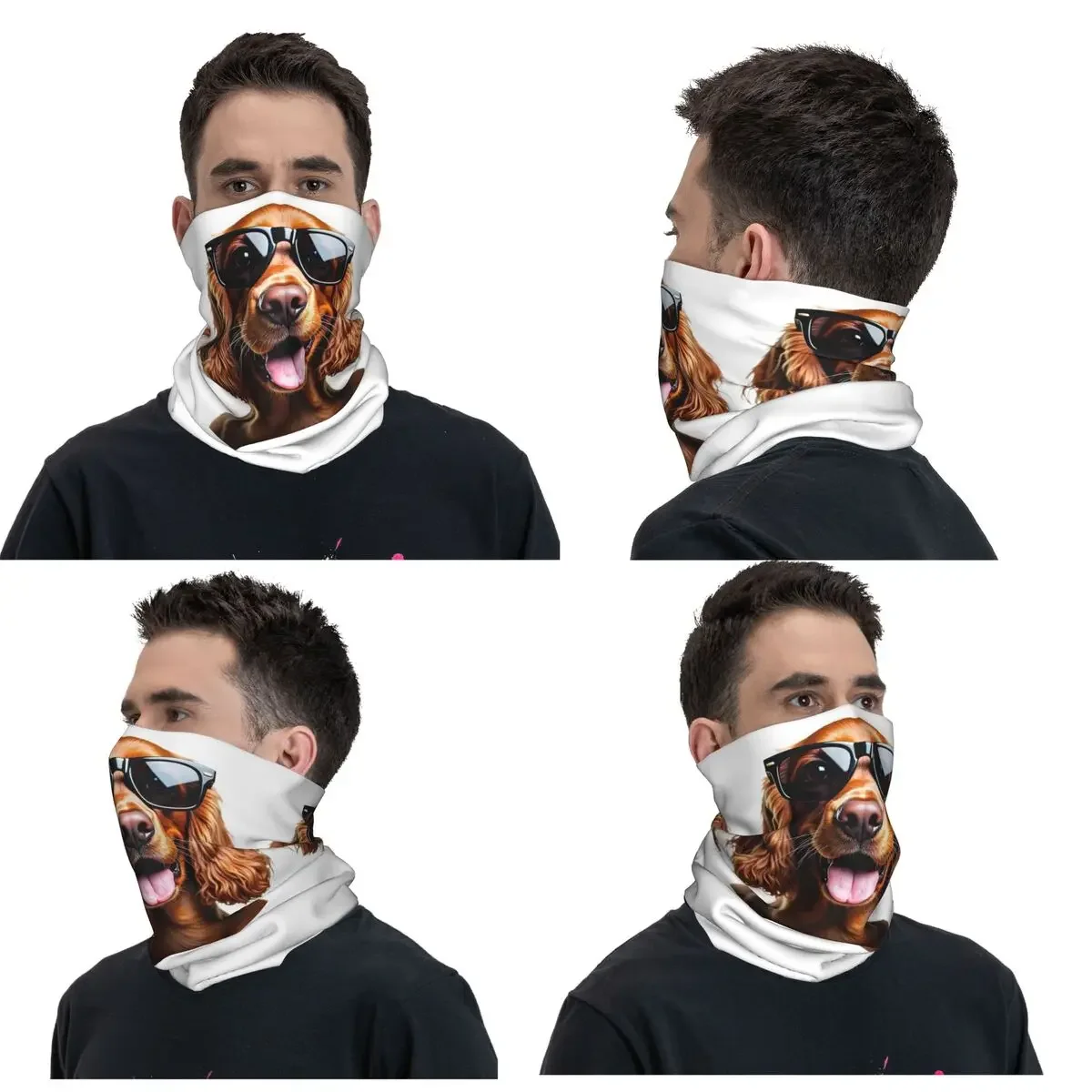 Funny Cool Cocker Spaniel Wearing Sunglasses Bandana Neck Gaiter Printed Mask Scarf Balaclava Outdoor Sports Unisex Adult