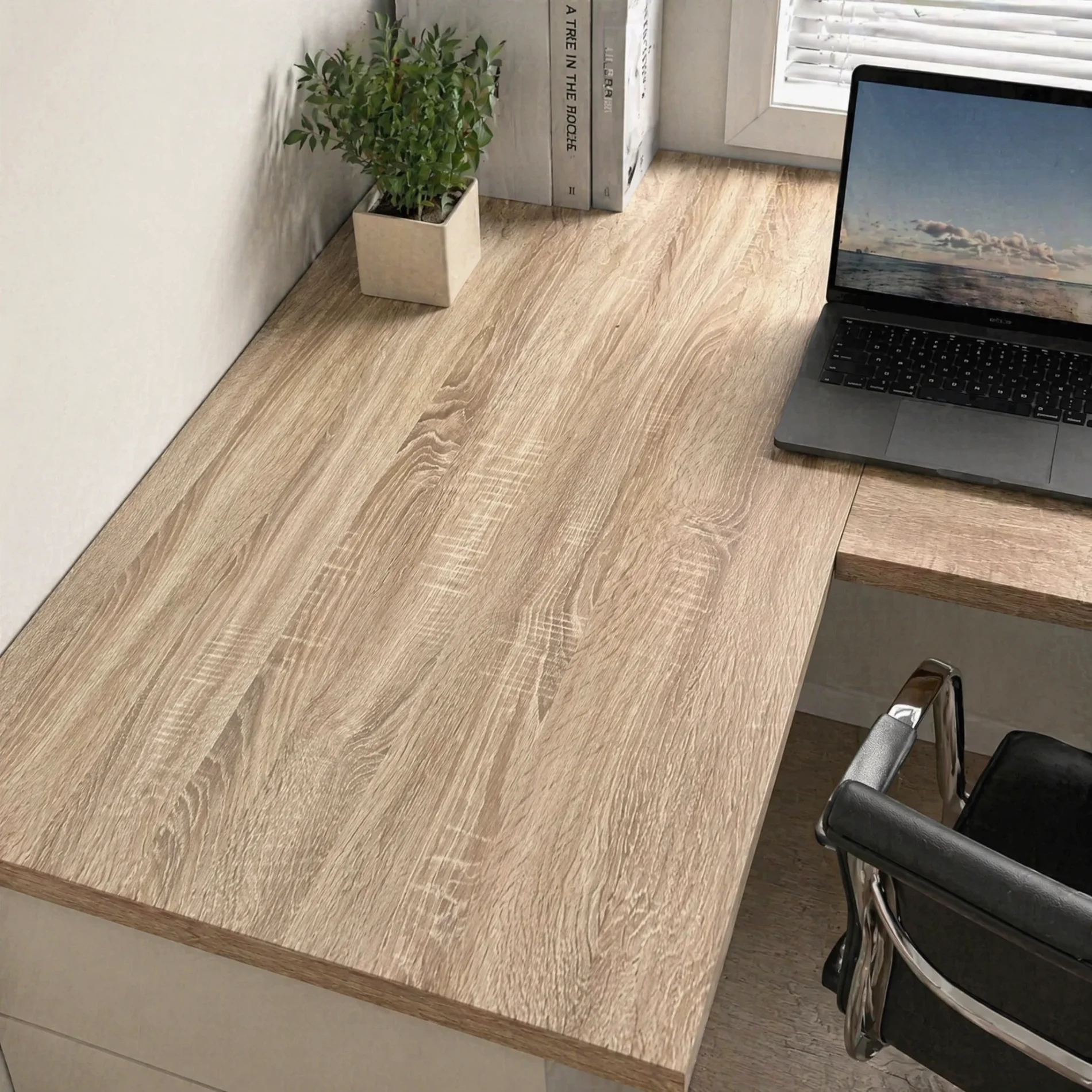 Light Oak Wood Grain Self‑Adhesive Contact Paper Waterproof Removable PVC Film for Desk Office Cabinet Home Furniture Decoration