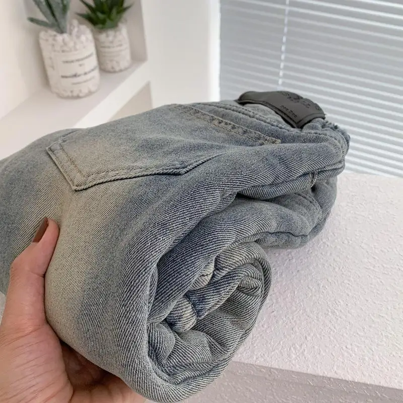 الأطفال جينز مبطن بالصوف بنين بنات أفخم المخملية الدنيم السراويل جديد الاطفال الشتاء سميكة الدافئة السراويل ملابس الرضع 2-8Y #5