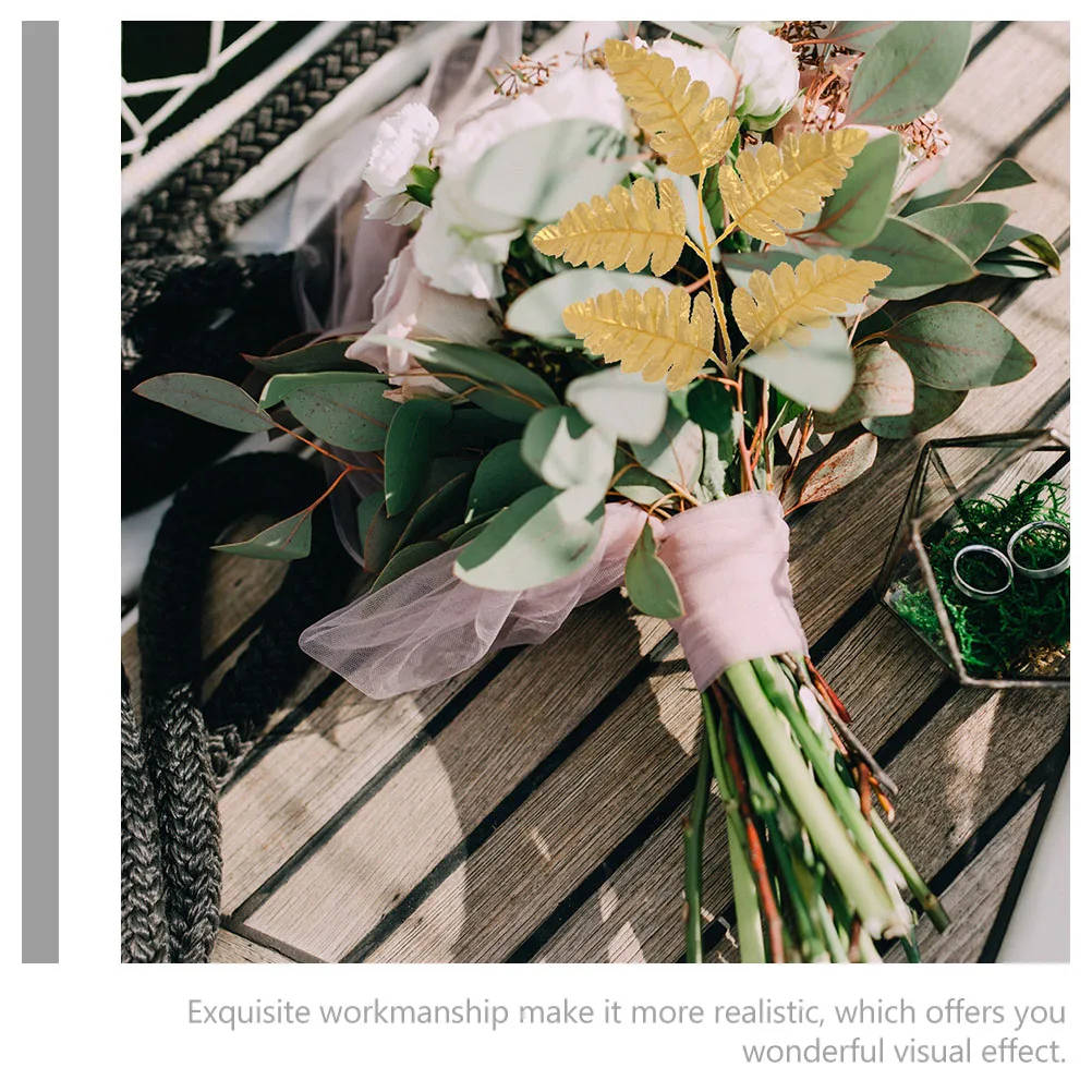 

50pcs Golden Small Leaves Artificial Fake Leaf Decor For Wedding Party Home Festival Photography Multi-Function Faux