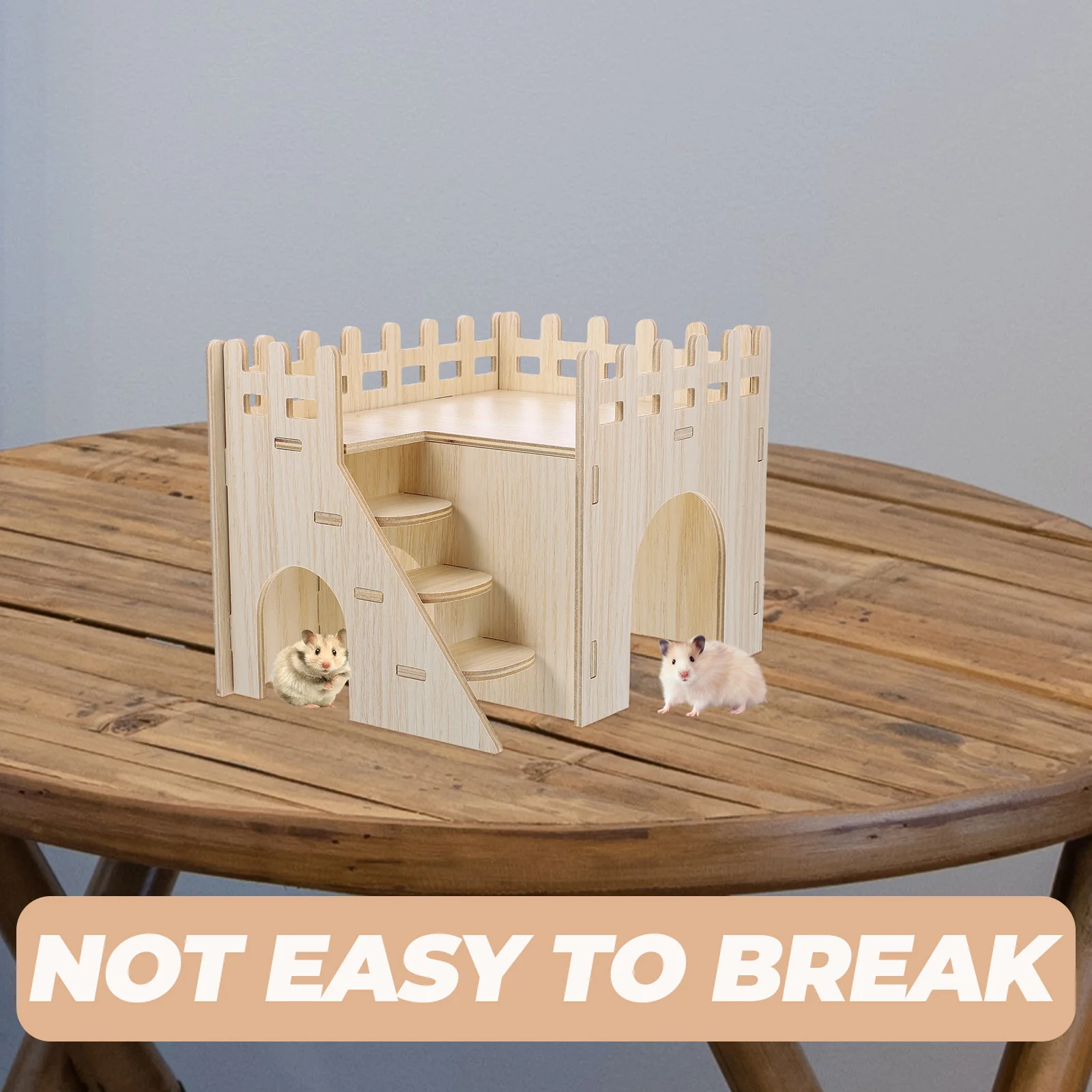 

1 set Hamster Wooden House Hideout Cage Accessory Small Toy Habitat Climbing Toys Durable Wear Resistant Delicate