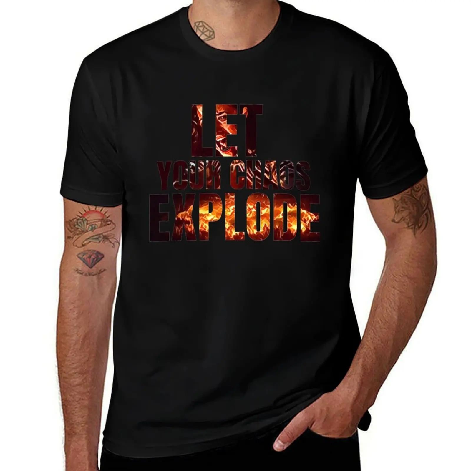 Let Your Chaos Explode - Yen - Typography T-Shirt Comfortable Workout Short Sleeve Shirt T-Shirt