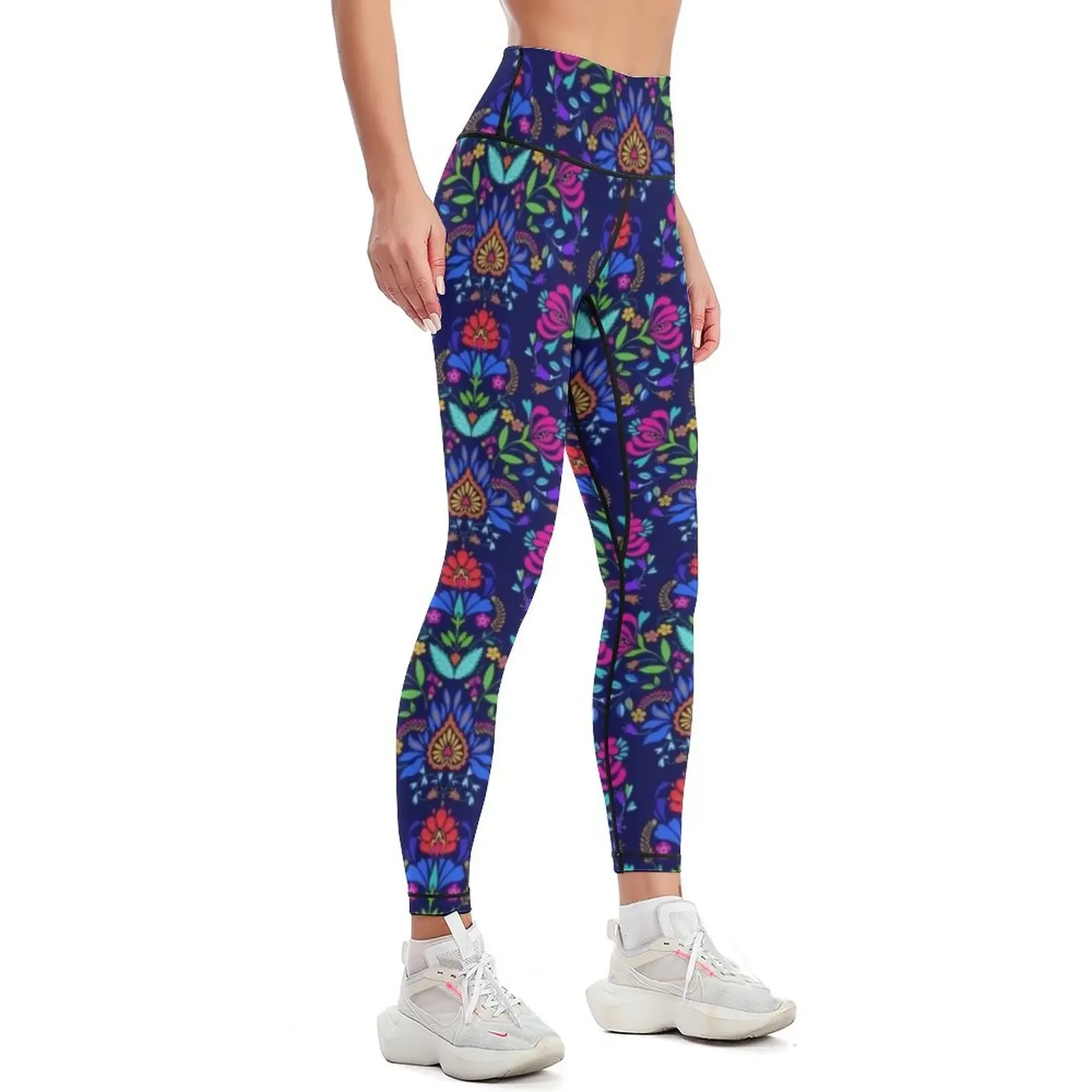 folk pattern - mexican vacation. Leggings Women's high waist Women's gym gym wear legging gym Womens Leggings