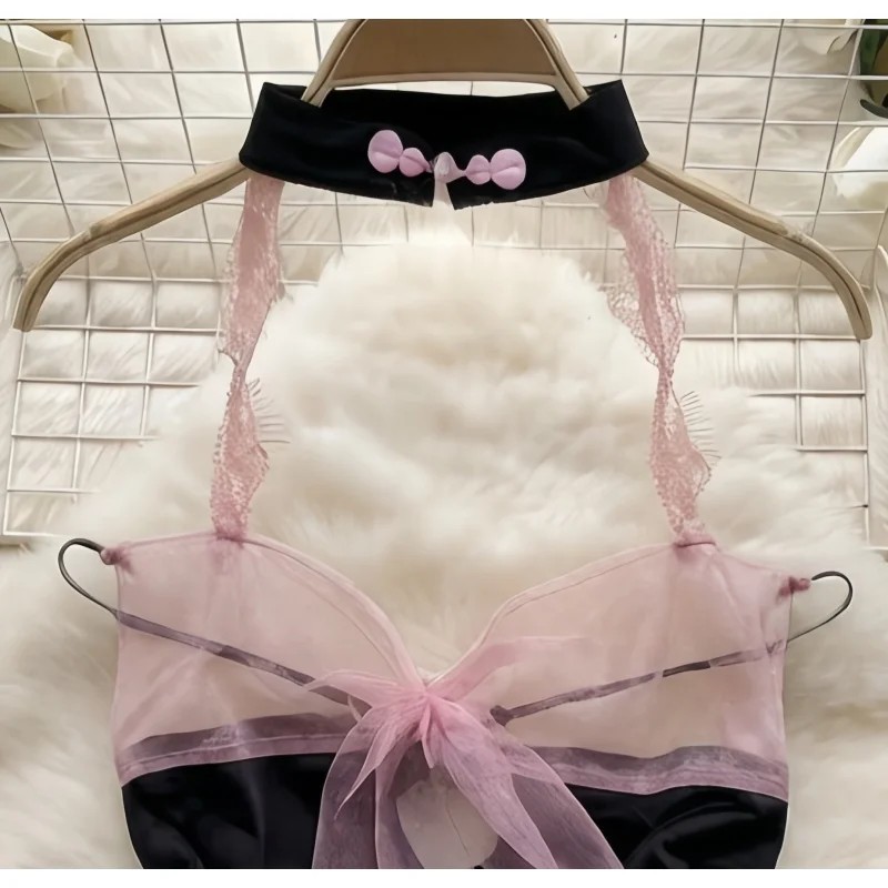 Women Sexy French Apron Maid Dress Cosplay Costume Servant Lolita Hotsweet Babydoll Dress Uniform Role Play Club Patchwork Lace