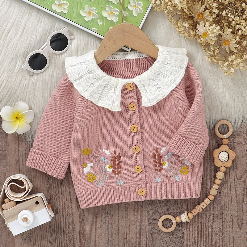 

Autumn Baby Sweater Long Sleeve Infant Children Clothing Fashion Embroidered Floral Top Outerwear Newborn Girl Boy Cardigan Knit