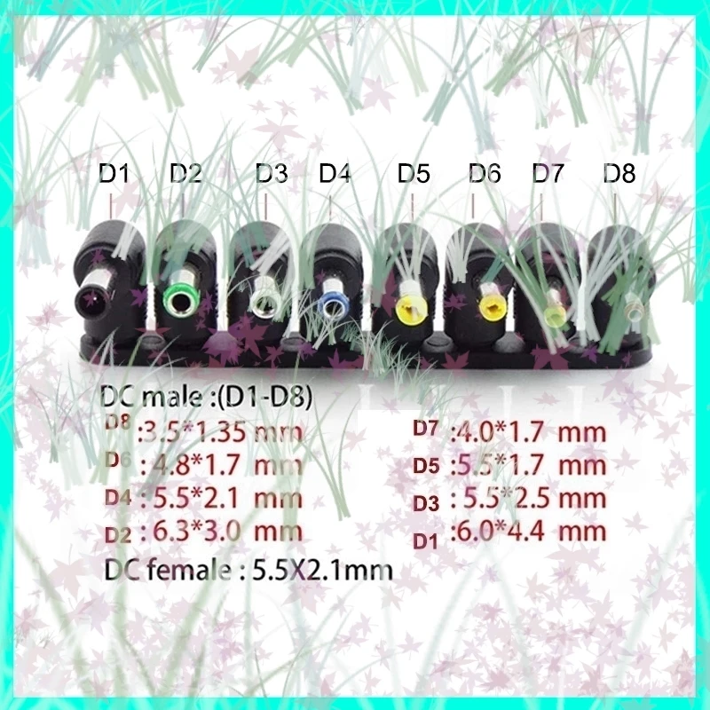 8 Type Right Angle DC Female Connector Power Supply Adapter Universal 5.5 mmx2.1 mm  Plug Jack DC 8-bit Converter Charger E3