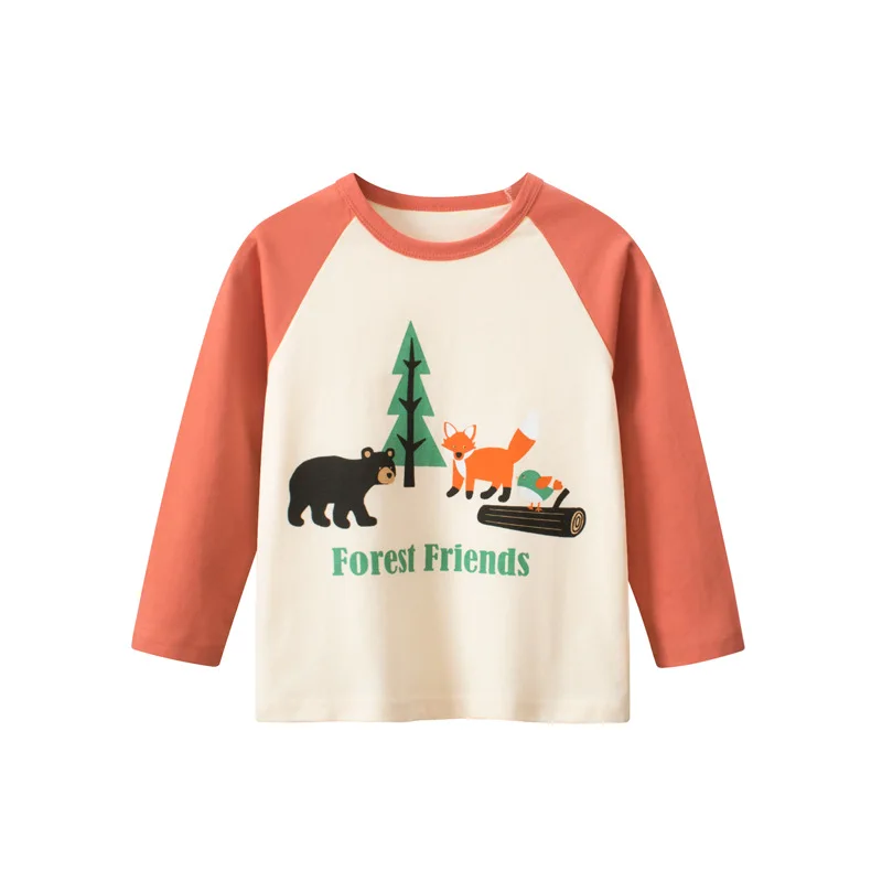 

Han edition children's wear autumn new 2023 children long sleeve T-shirt baby clothes render unlined upper garment