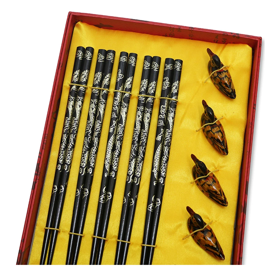 Chinese Gift Box Chopsticks Peking Opera Facial Makeup Wooden Carving Craft Korean Chopsticks Set Japanese Sushi Chop Sticks