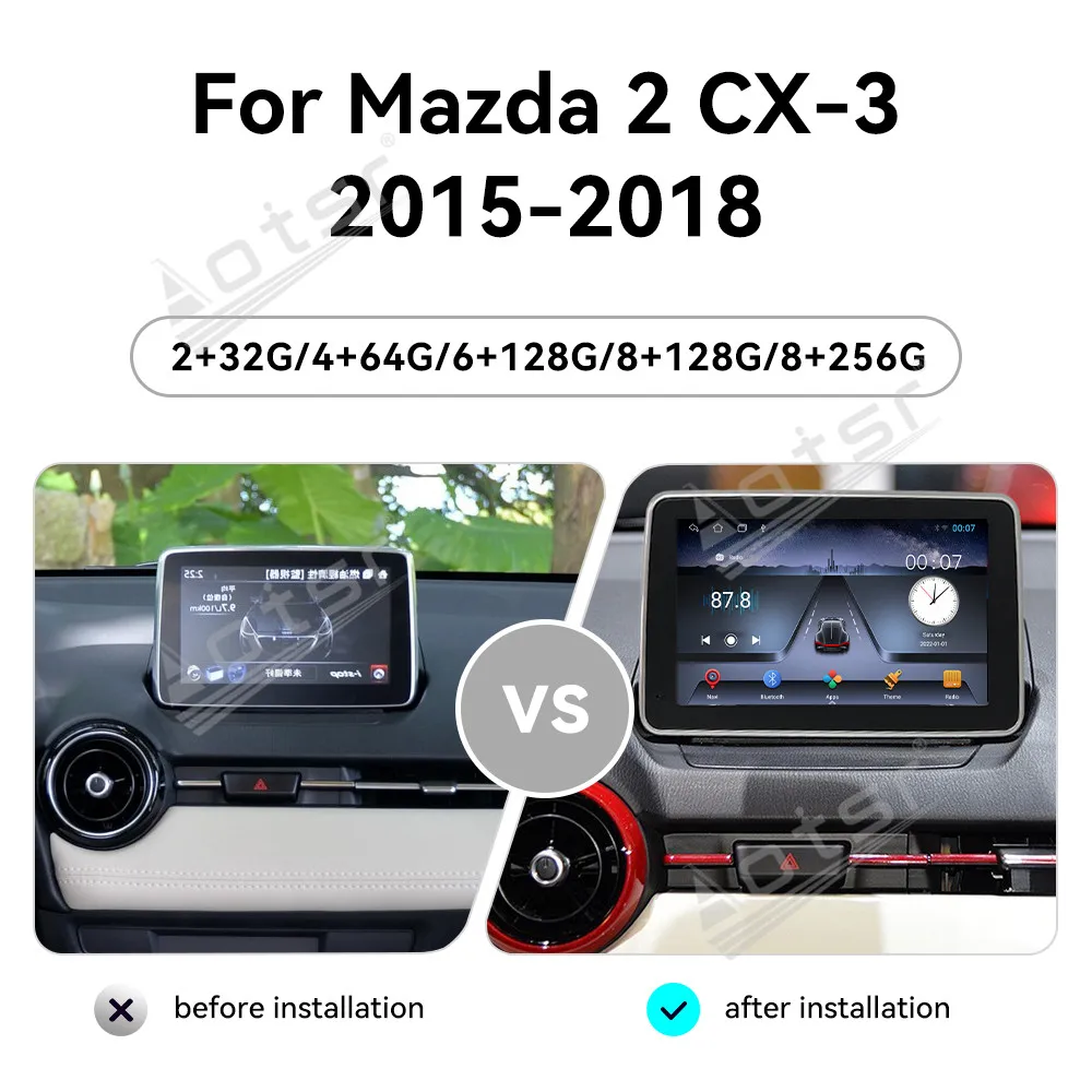 7 Inch Android 14 For Original car style Mazda 2 CX-3 2015-2018 Gps Navigation Carplay Car Radio HD Touch screen Stereo Auto
