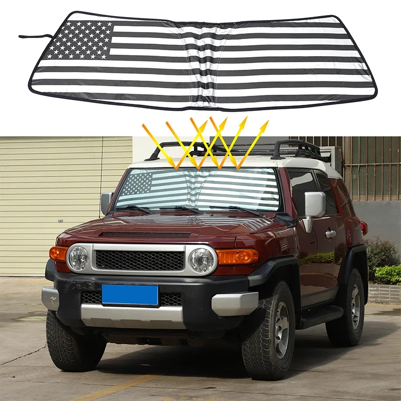 For Toyota FJ Cruiser 2007-2021 Silver Tape Car Front Windshield Anti-UV Sunshade Car Accessories