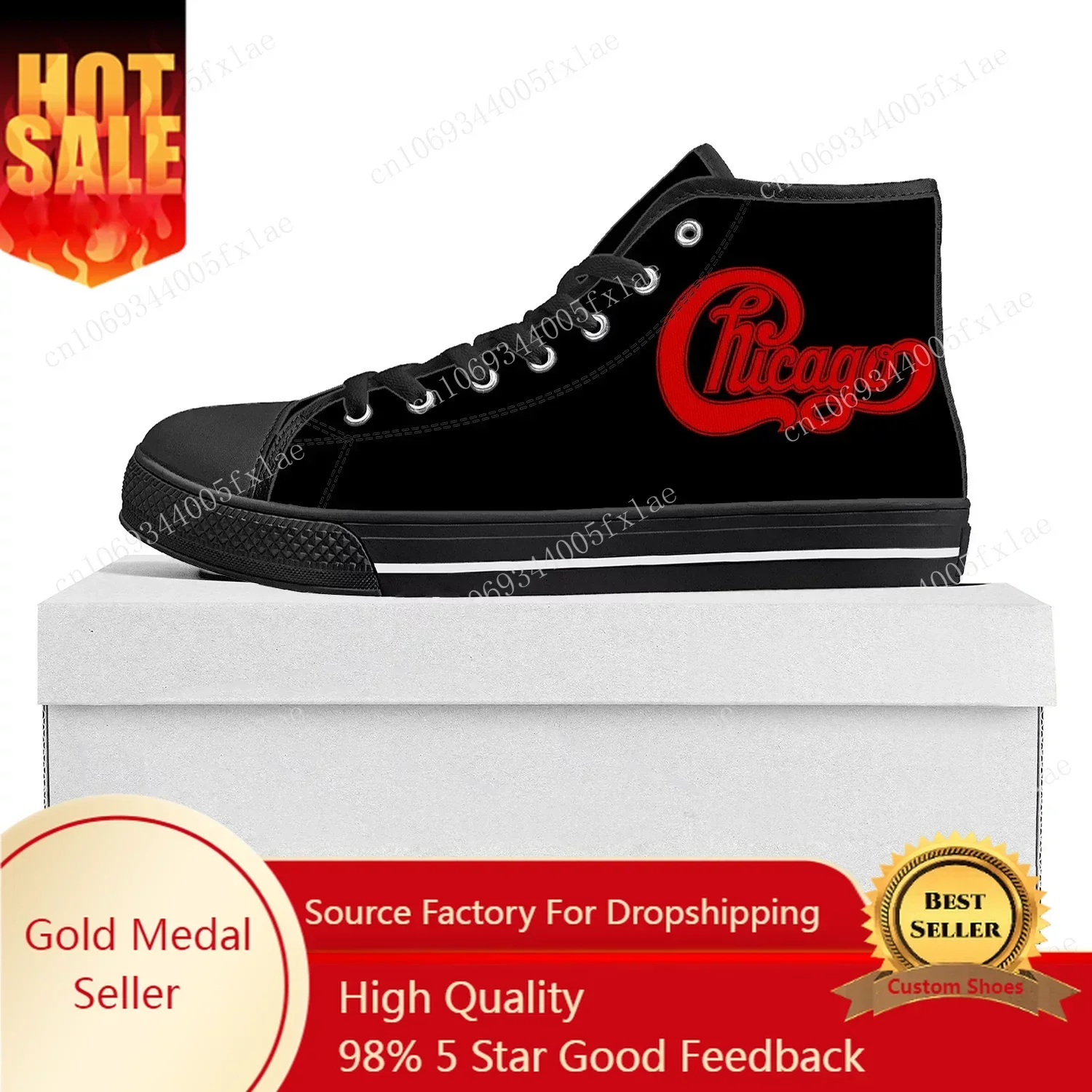 

Chicago Band Rock Band High Top High Quality Sneakers Mens Womens Teenager Canvas Sneaker Casual Couple Shoes Custom Shoe Black