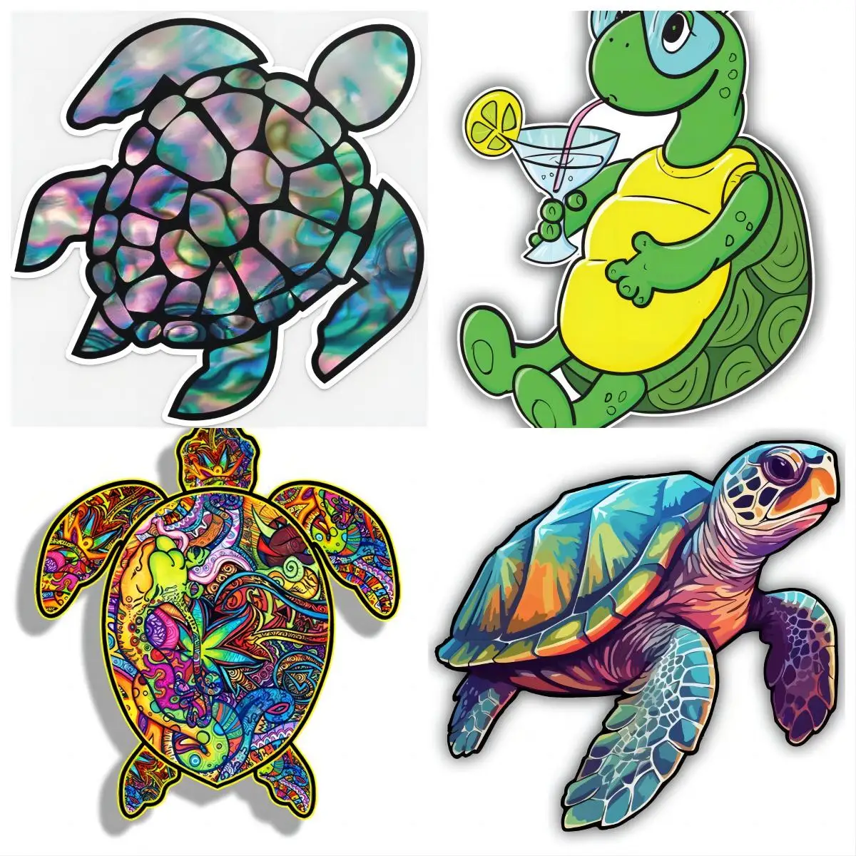 Personality Graffiti Colorful Sea Turtle Sticker Beach Cup Laptop Car Vehicle Window Decal Trunk Decoration