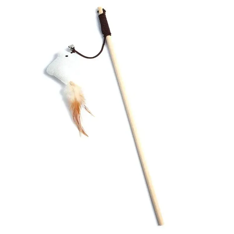 1pc Teaser Feder spielzeug Kätzchen lustige bunte Stange Katze Zauberstab Spielzeug Holz Haustier Katze Spielzeug interaktive Stick Haustier Katze liefert