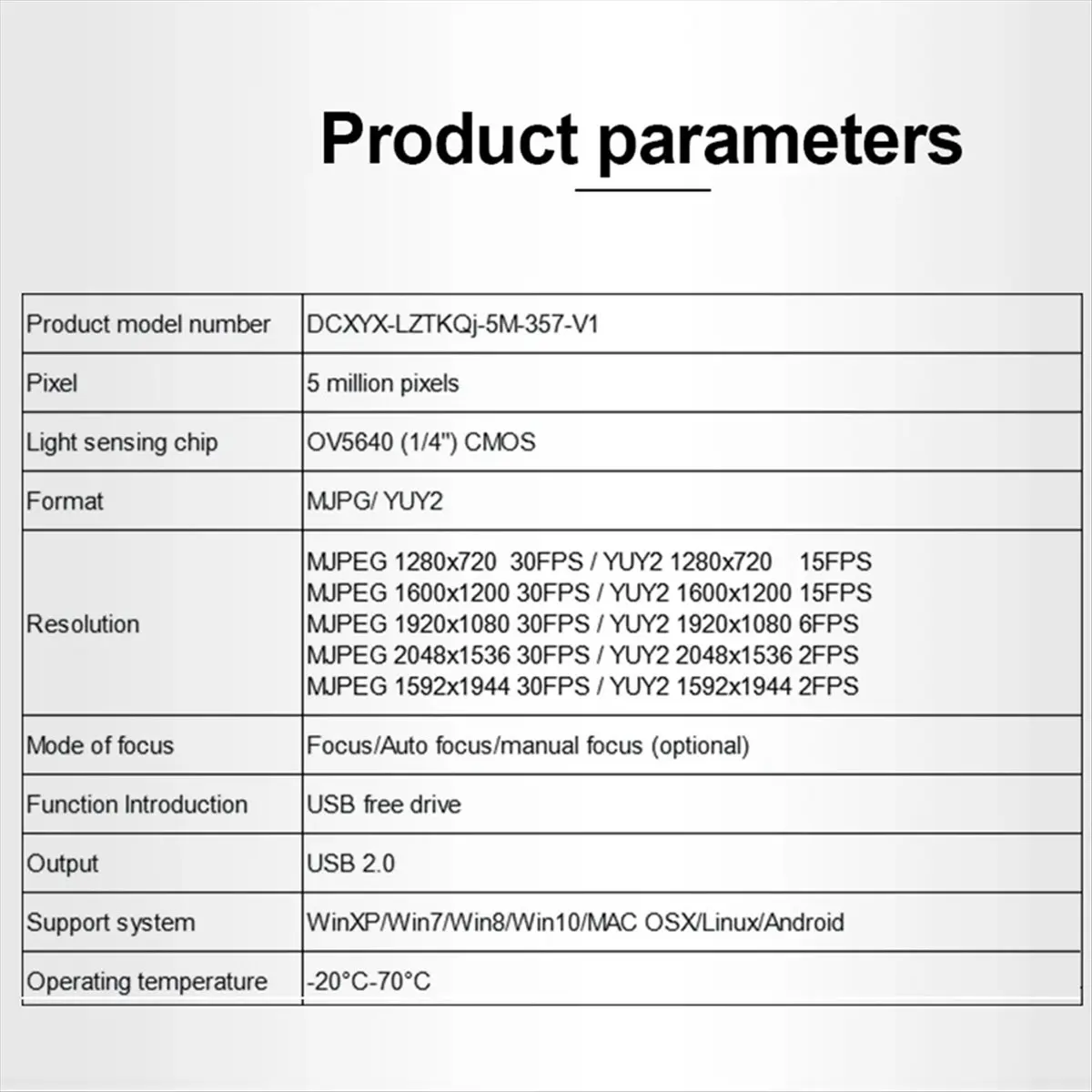 ~【A163Z】OV5640 Módulo de câmera de vídeo de 5 milhões Módulo sem unidade USB para notebook para componente eletrônico DIY, foco automático de 72 graus