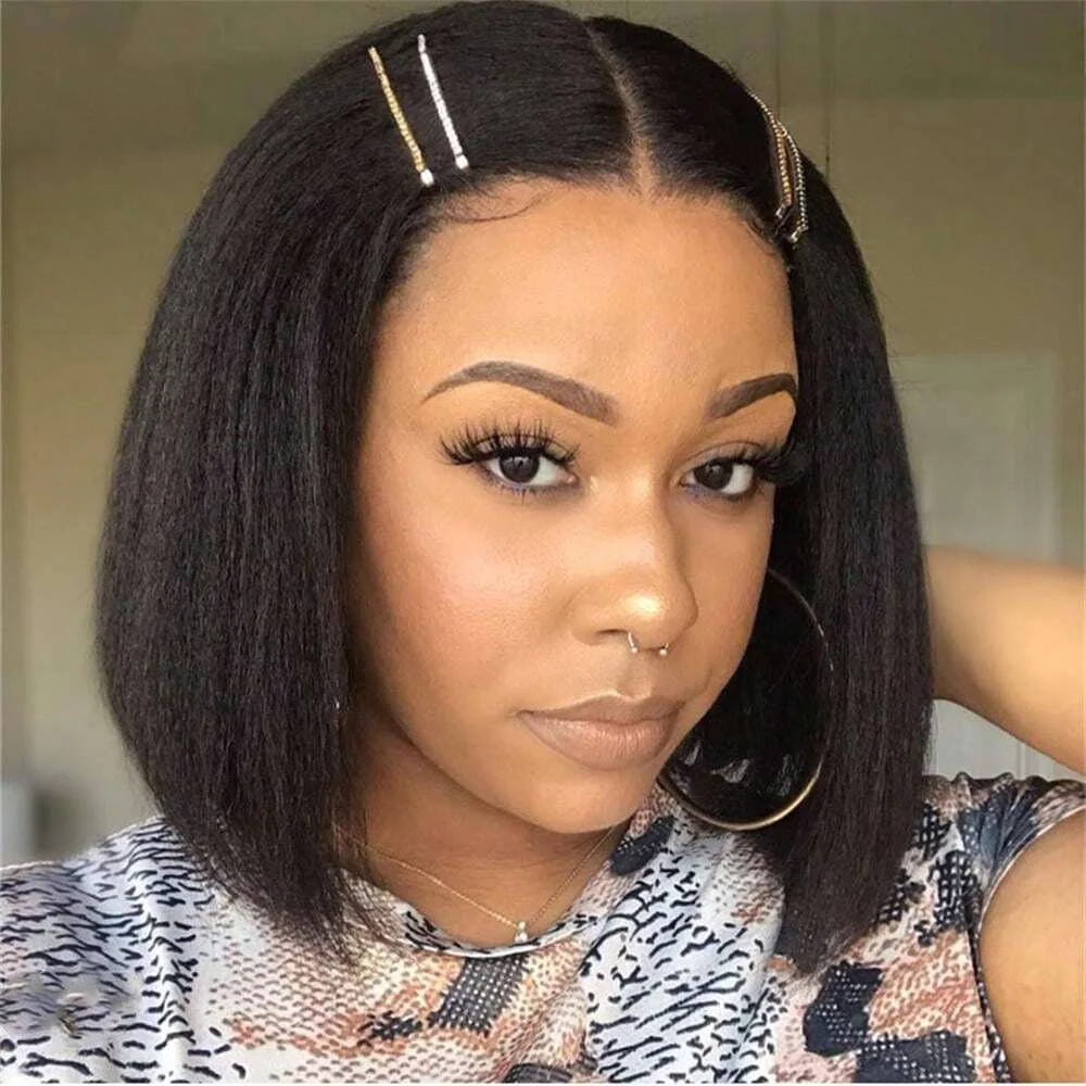 

Glueless Wigs Human Hair Pre Cut 6x4 Lace Bob Wig Yaki Pre Plucked Bleached Knots Human Hair Wigs Transaprent Lace Ready To Wear