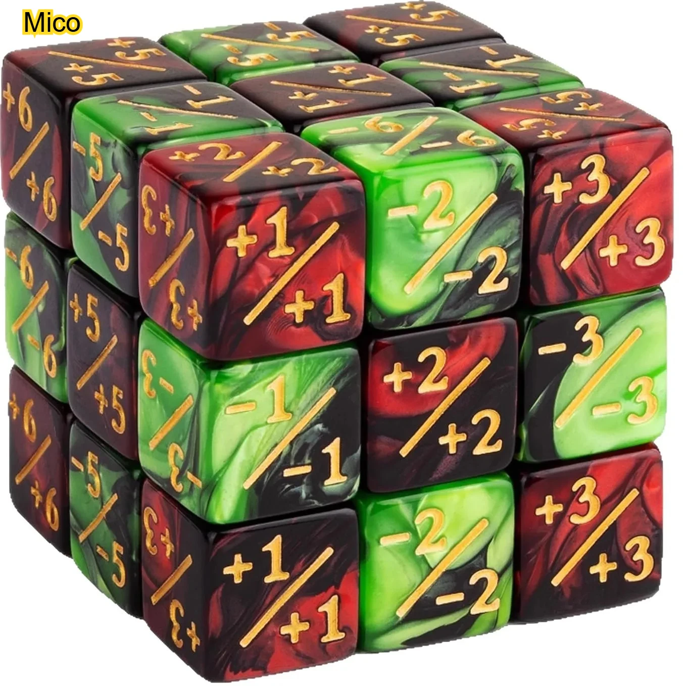 

6+6 Dual-Color 16mm 6-Sided Dice with Counter, Plus/Minus for MTG & Tabletop Games, Desktop Decorative Dice