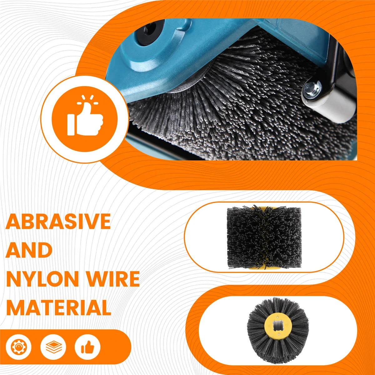 A002 80Grit Abrasive Wire Drawing Wheel Nylon Wire Drum Burnishing Brush Wear- Wheel Sanding for Wood - view 5