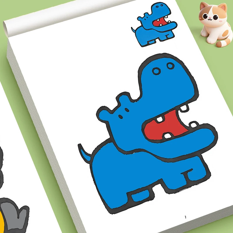 Children Fun Cartoon Coloring Activity Book, Multiple Patterns Including Lion, Train and Castle,Early Learning Painting Workbook