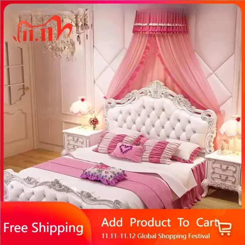

Creative Princess Master Bedroom Set Double Villa High Luxury Human Bedroom Wooden Postmodern Muebles Entrance Hall Furniture