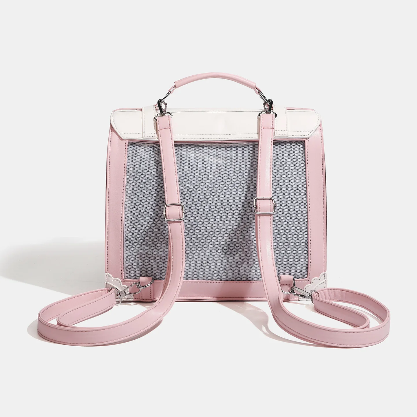 Ita Bag for Women Kawaii Anime Heart Buckles Transparent Pocket Itabag PU Leather Backpack Black Daily School Gift