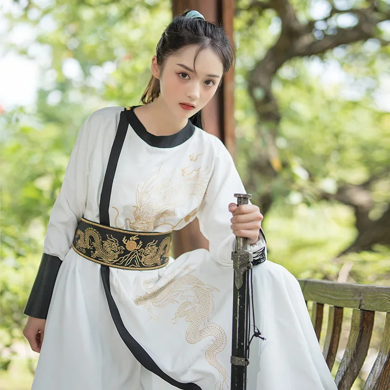 Tang Ming Dynastie China Drachen Hanfu Frauen modernes China traditionelle Unisex Frauen Männer Rundhals Robe Chinesisch