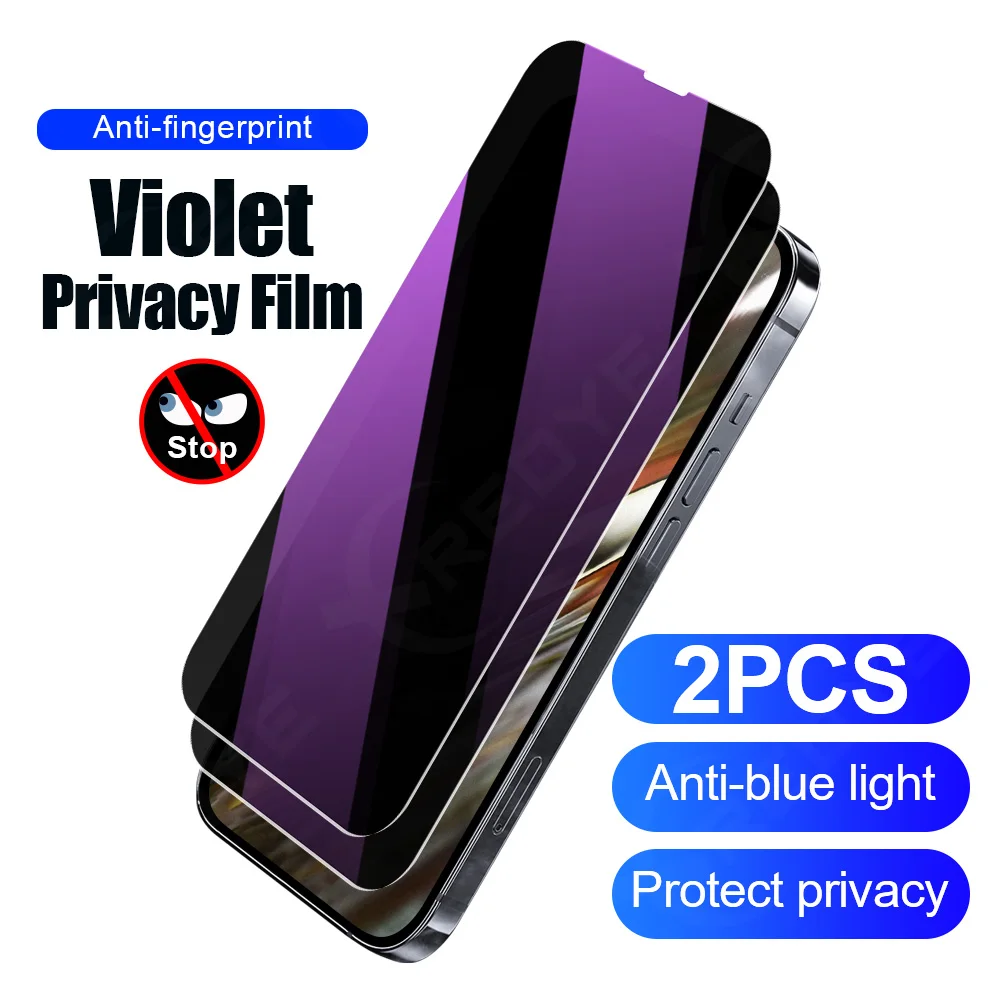 2 Stuks Blauw Licht Privacy Beschermende Film Voor iPhone 17 Pro Max Telefoon Screen Protector 16 15 14 Gehard Glas Smartphone 13 12 11