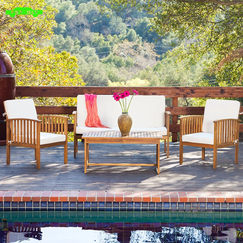 Casa acaco 4pc chat set outdoor furniture retro country style