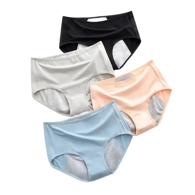 Physiological Underwear Cotton Mid Waist Menstruation Side Leakage Prevention Pure Cotton Breathable Girls Period Briefs