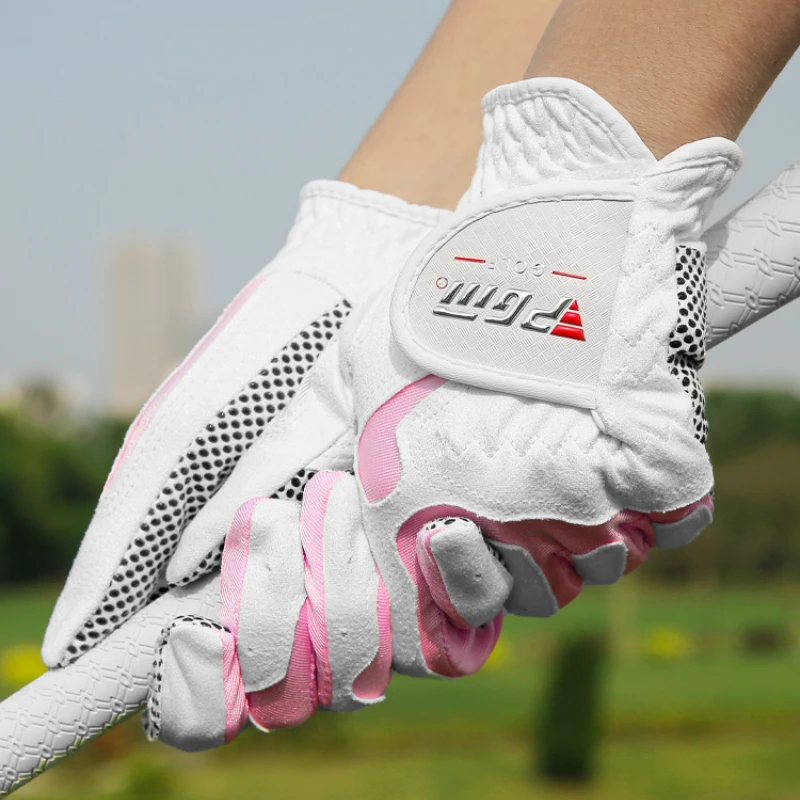 Women Golf Gloves Soft Microfiber Cloth Anti-Slip Beads Breathable Gloves Factory Outdoor Sports Protetive Gloves ST018