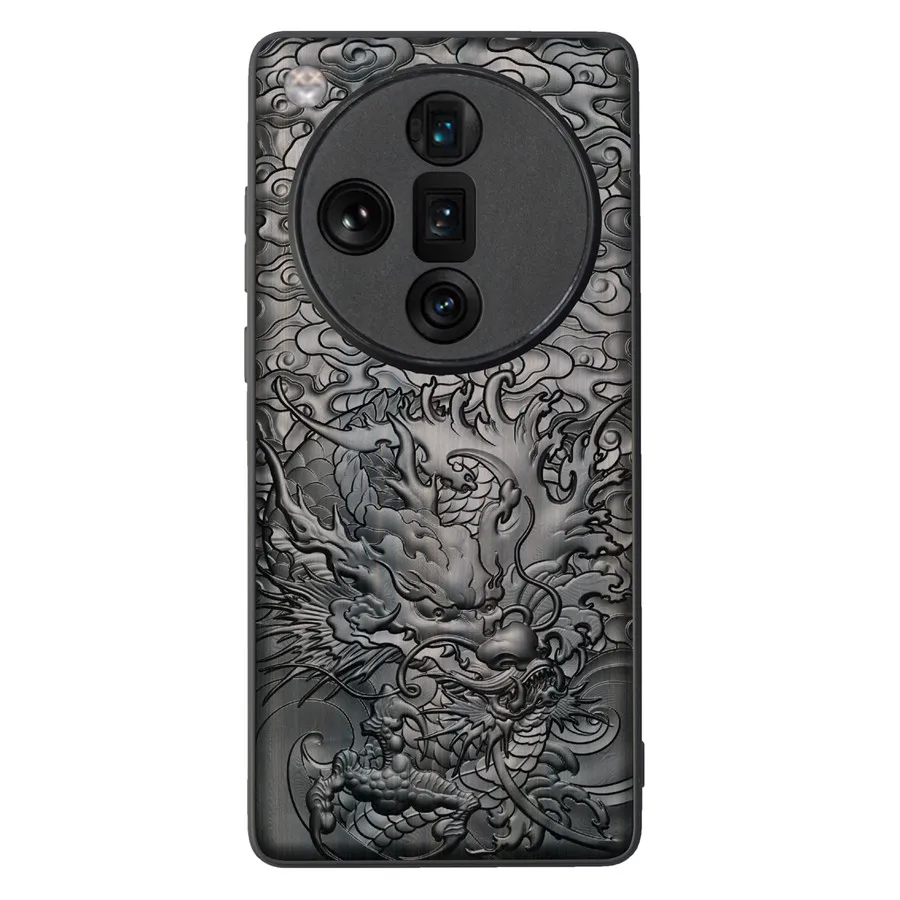 

Case For OPPO Find X7 Ultra ebony wood Stereo Emboss Carved Wood TPU Cover Case For OPPO Find X7 Ultra