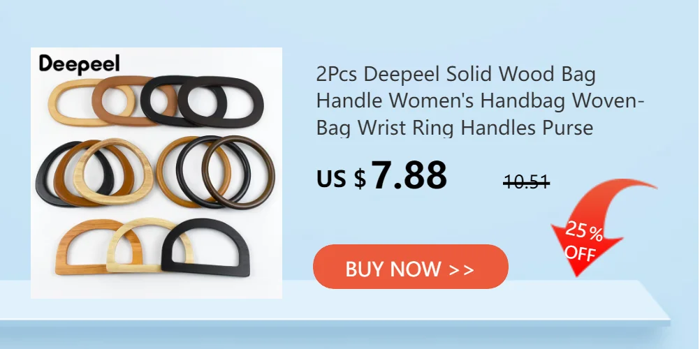 2Pcs Deepeel Solid Wood Bag Handle Women's Handbag Woven-Bag Wrist Ring Handles Purse Frame Handmade DIY Bags Accessories