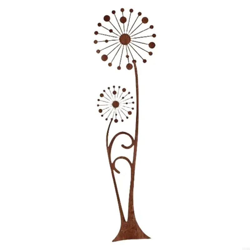 

H8WB Decorative Rusty Dandelions Plant Stake Outdoor Iron Artwork Stable Construction Easy Installation Yard Lawns Stake