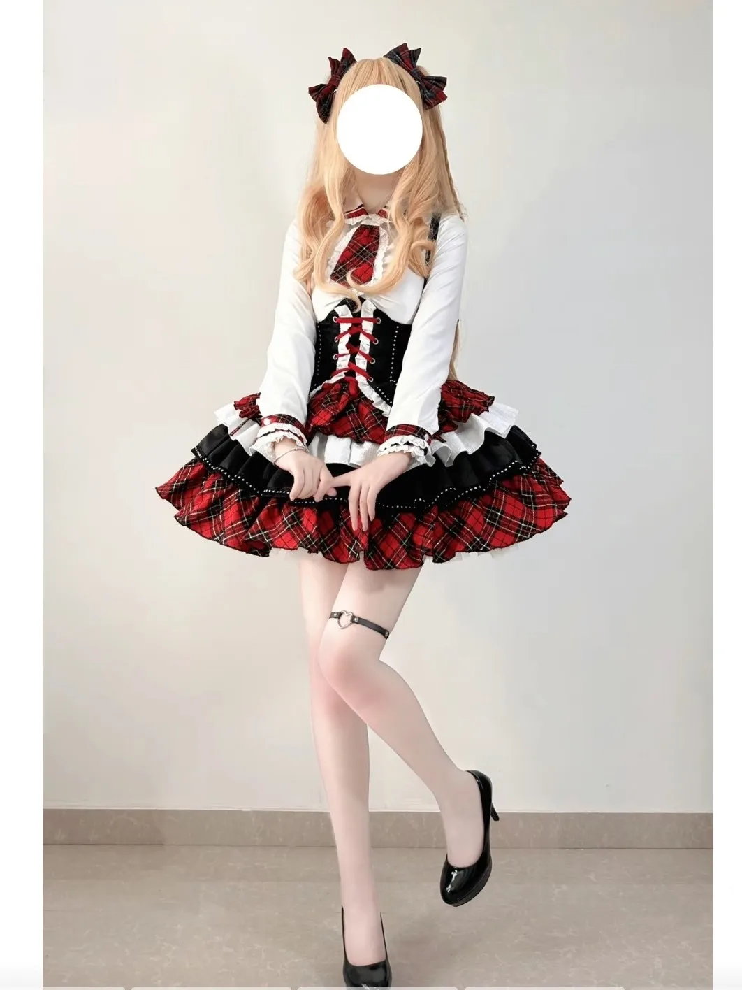 

Y2K Sweet Cool Красивый Черный Красный Американский Стиль Горячая Девушка Рок Millennium Девушка Маленький Идол Яби Стиль Лолита Наряд Платье